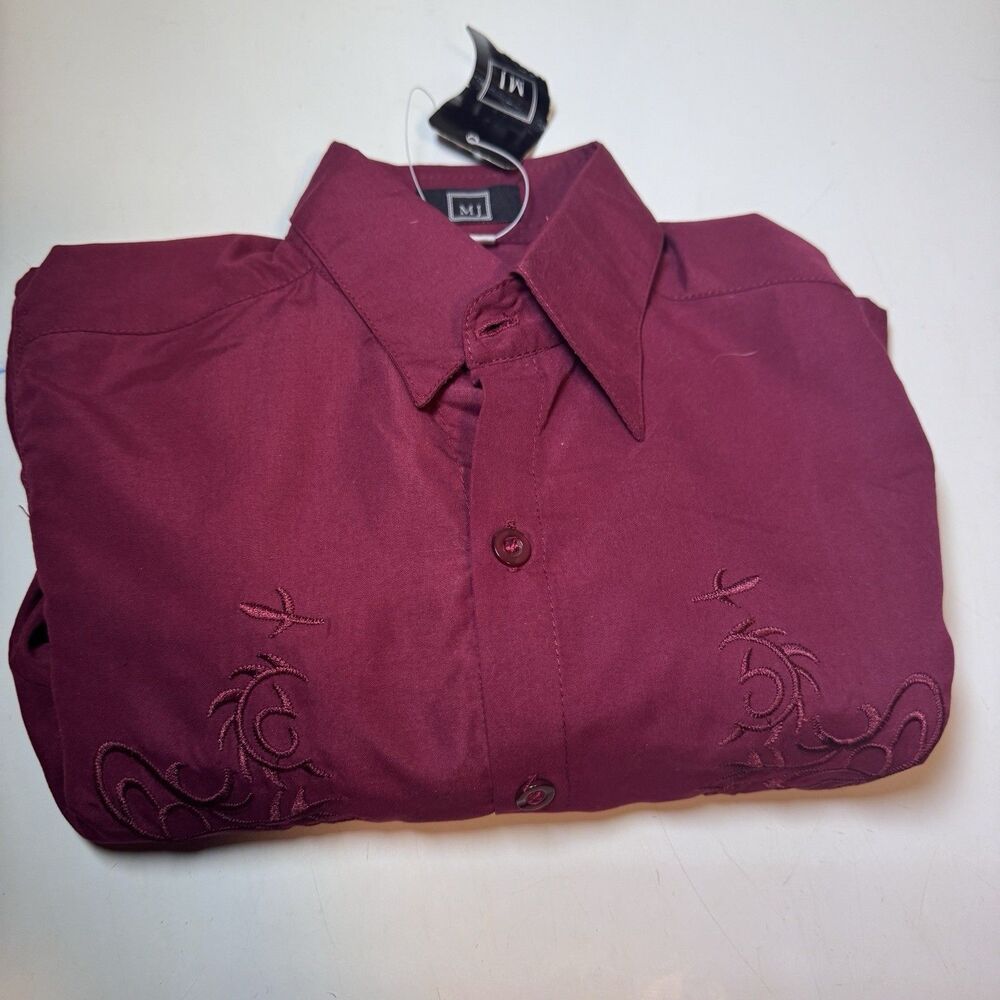 MJ Collection 2 Piece Boys Outfit Set Size 10 Burgundy NWT Long Sleeve Button Up